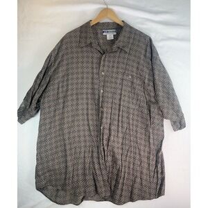 UNTied Men' Rayon Abstract Brown Button Front Short Sleeve Shirt Sze 3XL VNTG